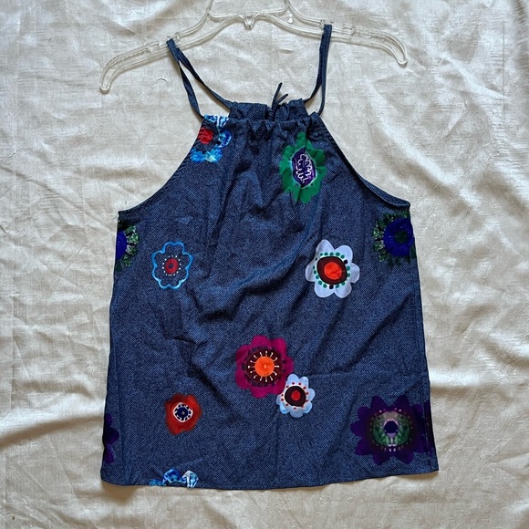 Tops - Women’s Blue Flower Print Halter